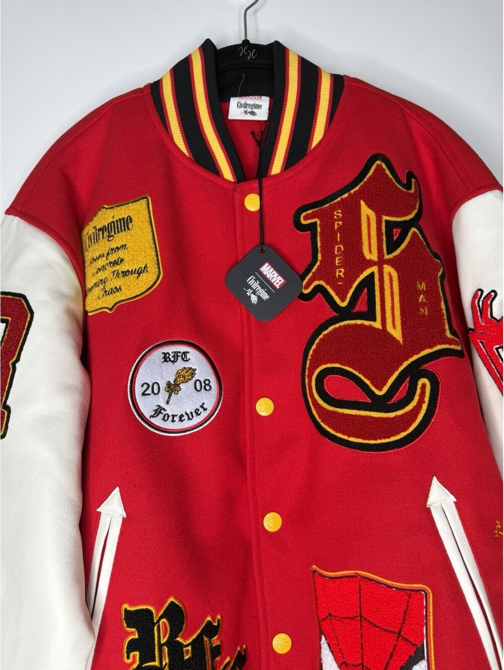Civil Regime x Marvel Spider Man Letterman Varsity Jacket Adult Size Large